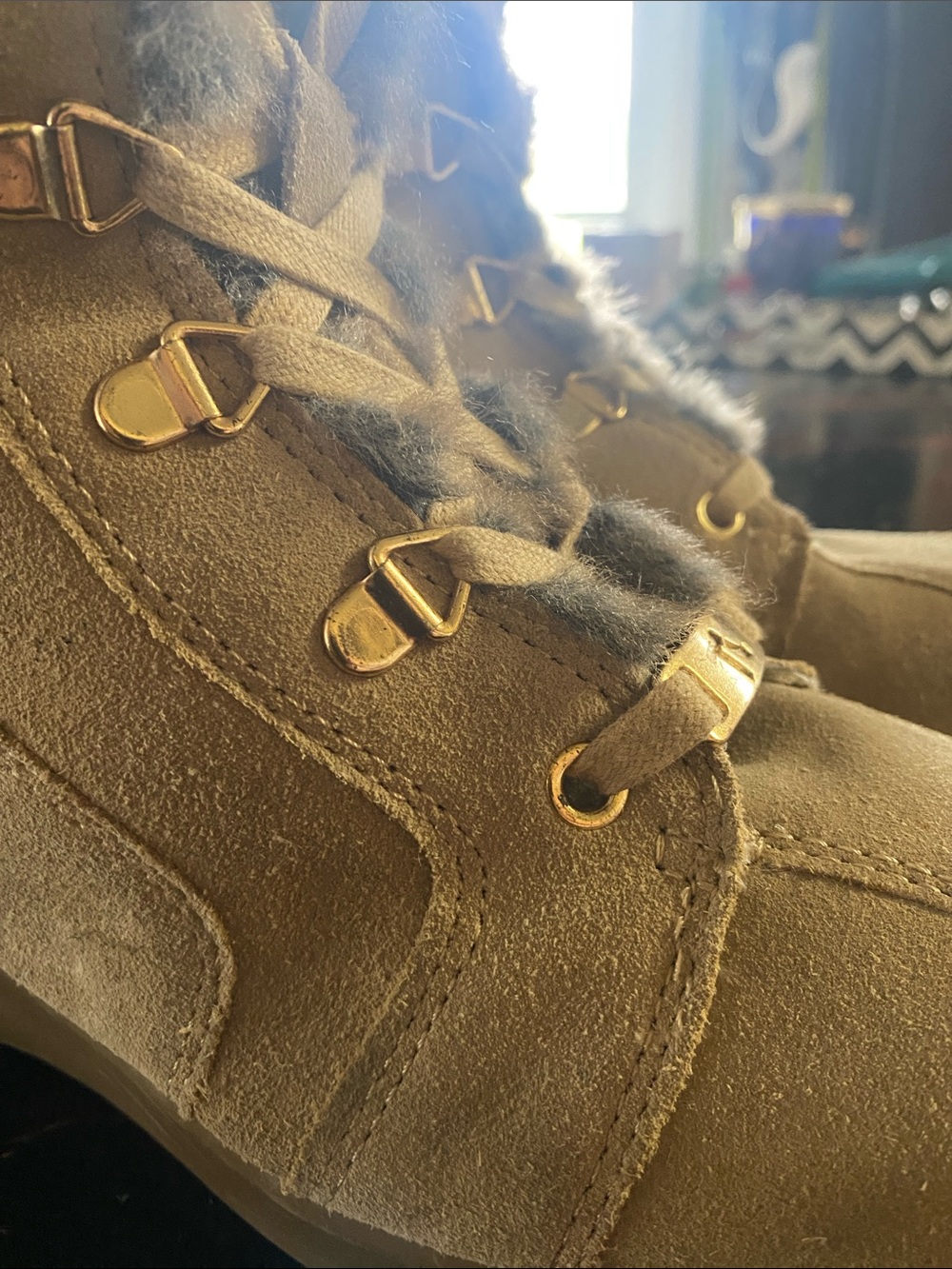 VINTAGE Report brand "Bratz" or "Y2K" lace up boots TAN Suade SIZE 9 - Picture 5 of 16